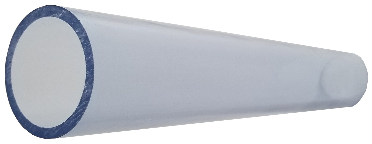 2 Inch Diameter Clear PVC SCH40 Pipe, Choose Your Length